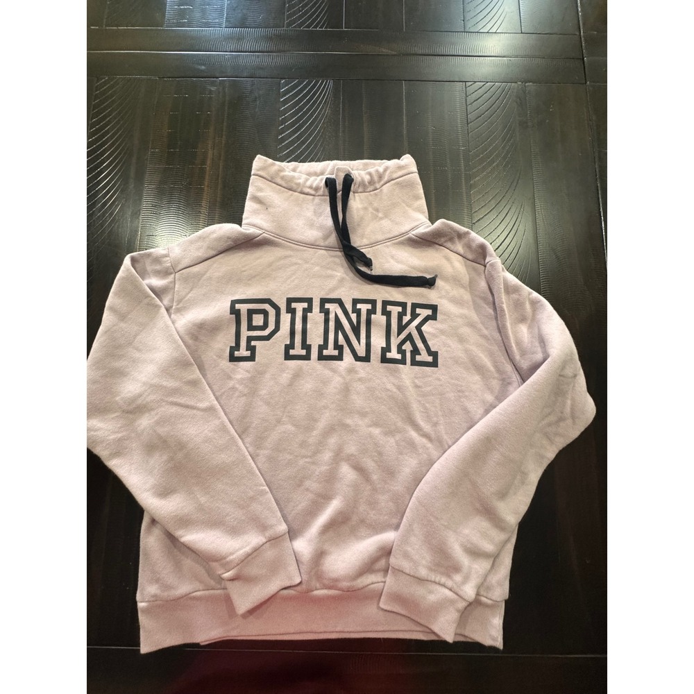 Pink Victoria's Secret Funnel Neck Sweatshirt Lavender Purple Logo Pullover S